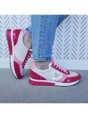 ⭐Michael Kors Andi Trainer Women Casual Comfy Shoes Sz 7.5 Sneakers Pink Suede⭐